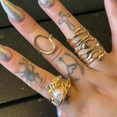 Gold Ring Set mit Perle Fairy Vintage