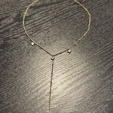 Gold-tone Y Necklace with Stones