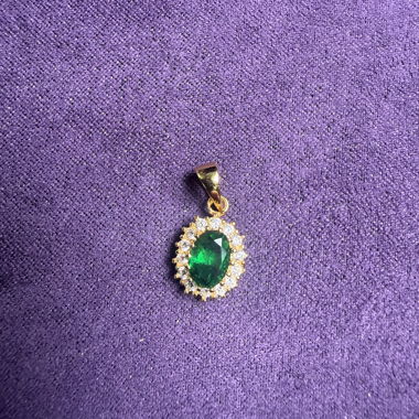 925 Silver Oval Green Pendant