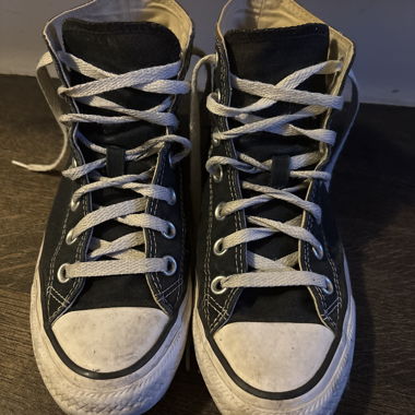Black high-top canvas sneakers