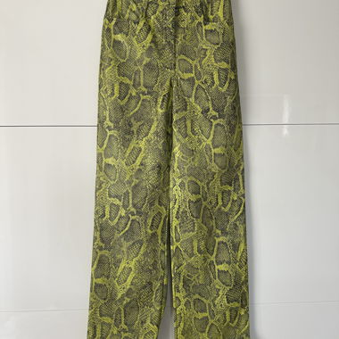 Hose neongelb mit Schlangen-Print