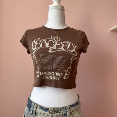 Braunes kurzes T-Shirt H&M