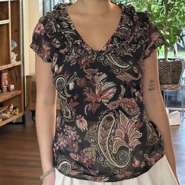 japanese vintage: whimsygoth sheer paisley blouse