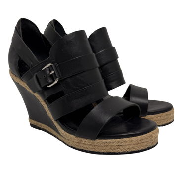 Sandali con zeppa in pelle SANDRO Paris neri Gr. 37
