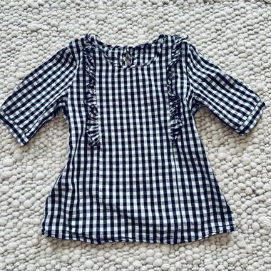 ONLY Damenbluse – Karomuster mit Rüschen Gr. 36