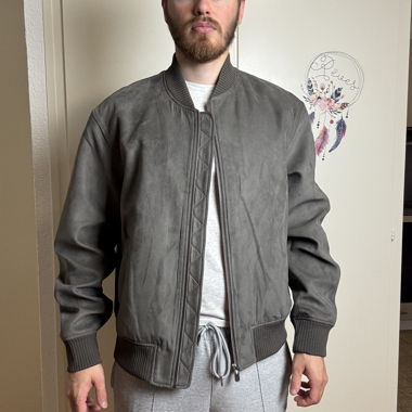 Giacca bomber grigia con zip