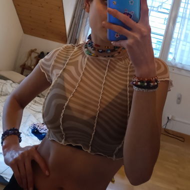 Cropped Muster shirt durchsichtig 