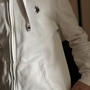 Felpa con zip bianca US POLO