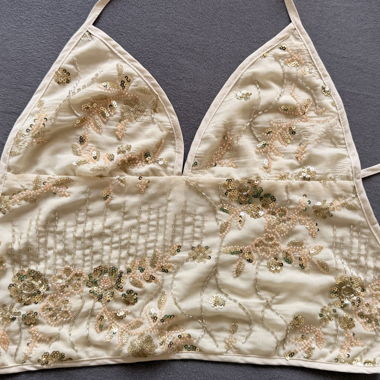 Perlen-Halterneck-Crop-Top