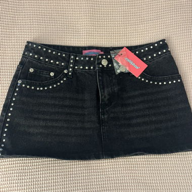Gonna in denim Edikted con borchie