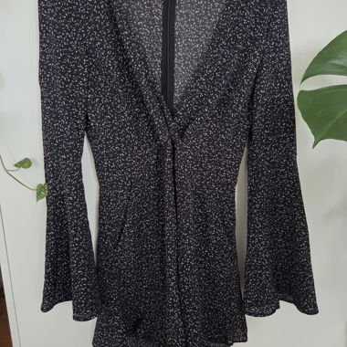 Black patterned romper