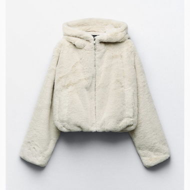 Zip-Hoodie aus Kunstfell