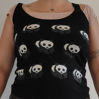 Schwarzes Panda Stricktop