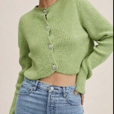 Cardigan verde chiaro MANGO