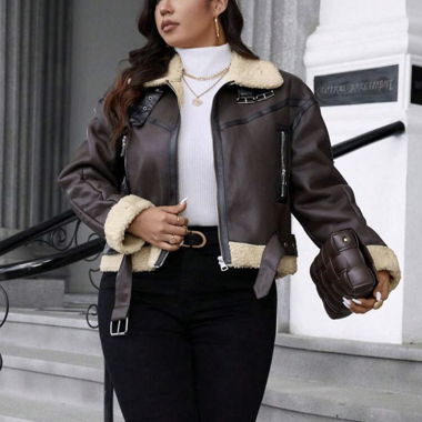 Veste brun effet shearling