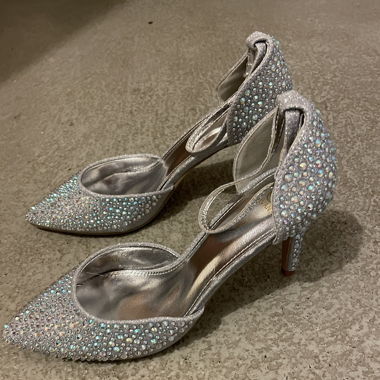 Silver glitter heels 39 size