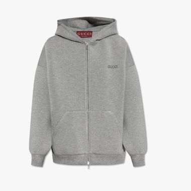 Gucci felpa con cappuccio con zip grigia, taglia L