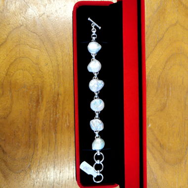 925 sterling silver bracelet with white mother-of-pearl elements