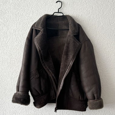 Vintage Oversized Real Lamb Leather Jacket Lammie 