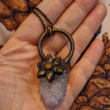 Collier cottagecore avec spessartine naturelle