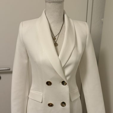 Zara Blazer Kleid Jacke Business beige Creme XS 34