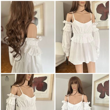 Off-Shoulder Chemise Dress – Crisp Cotton