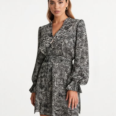 MSCH dress in viscose animal print black S