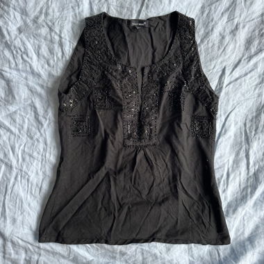 Schwarzes Perlen Top