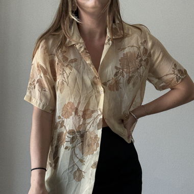 Sheer floral button down 