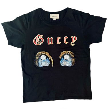 T-shirt oversize Gucci nero con dettagli (s)