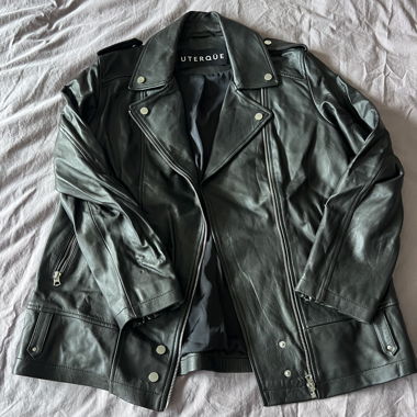 Uterque Leder Bikerjacke Schwarz XL
