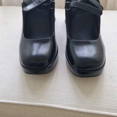 Black Platform Shoes with Block Heel