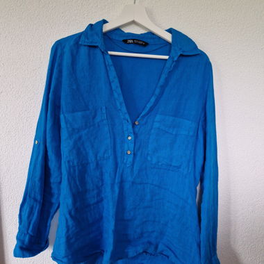 Blaues ZARA Hemd-Bluse