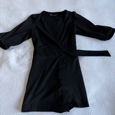 Vestito portafoglio nero ZARA S