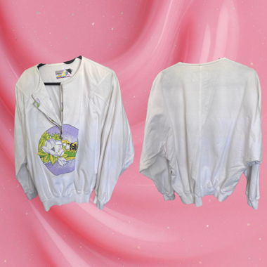Weisser Vintage-Zip-Sweater