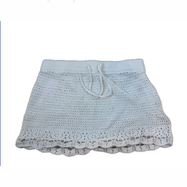 mignon cover-up de maillot de bain style plage, crème/blanc