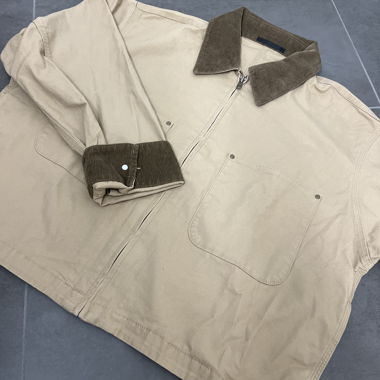 Veste à col en velours côtelé beige