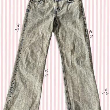Jeans Gris à Jambe Large