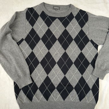 Sergio Men’s Sweater Size L 52 Grey Argyle Pattern