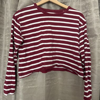 TWINTIP Top corto a righe rosso/bianco a maniche lunghe