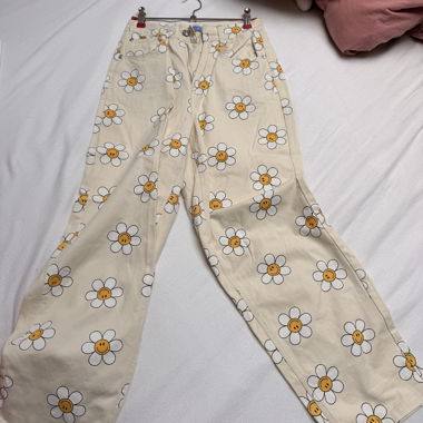 Pantalon fleuri beige