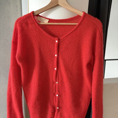 Sézane red mohair cardigan