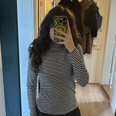 Schwarz Weiss Gestreiftes Longsleeve Shirt