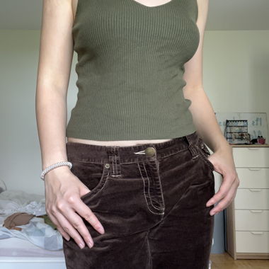Olive Ribbed Knit Tank Top