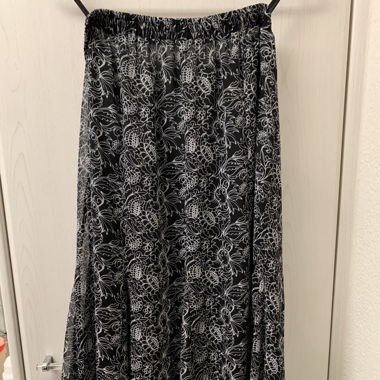 Black and white long floral skirt