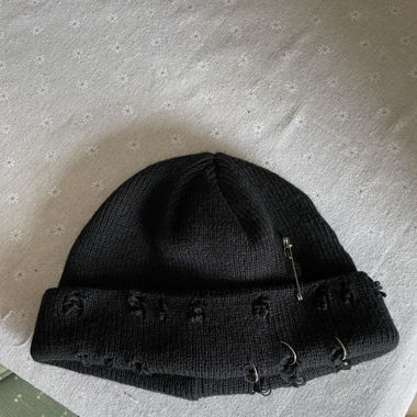 Shabby-Look Mütze Schwarz