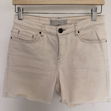 Beige Denim Shorts by YAYA