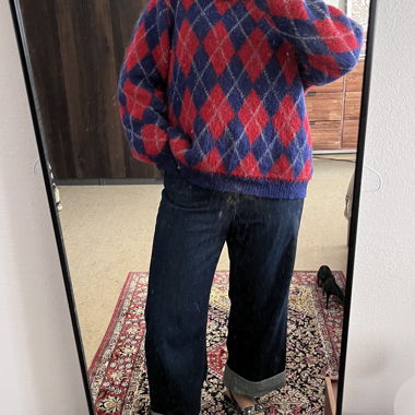 Sandro Oversized Argyle Pullover