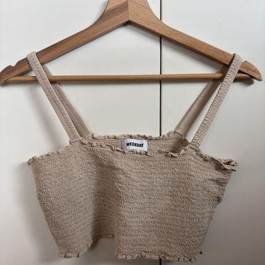 Crop top WEEKDAY beige à bretelles