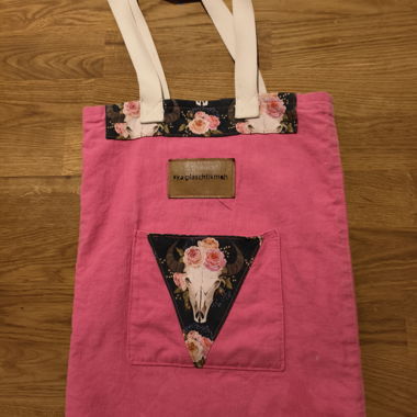 Pink Stofftasche mit Blumen